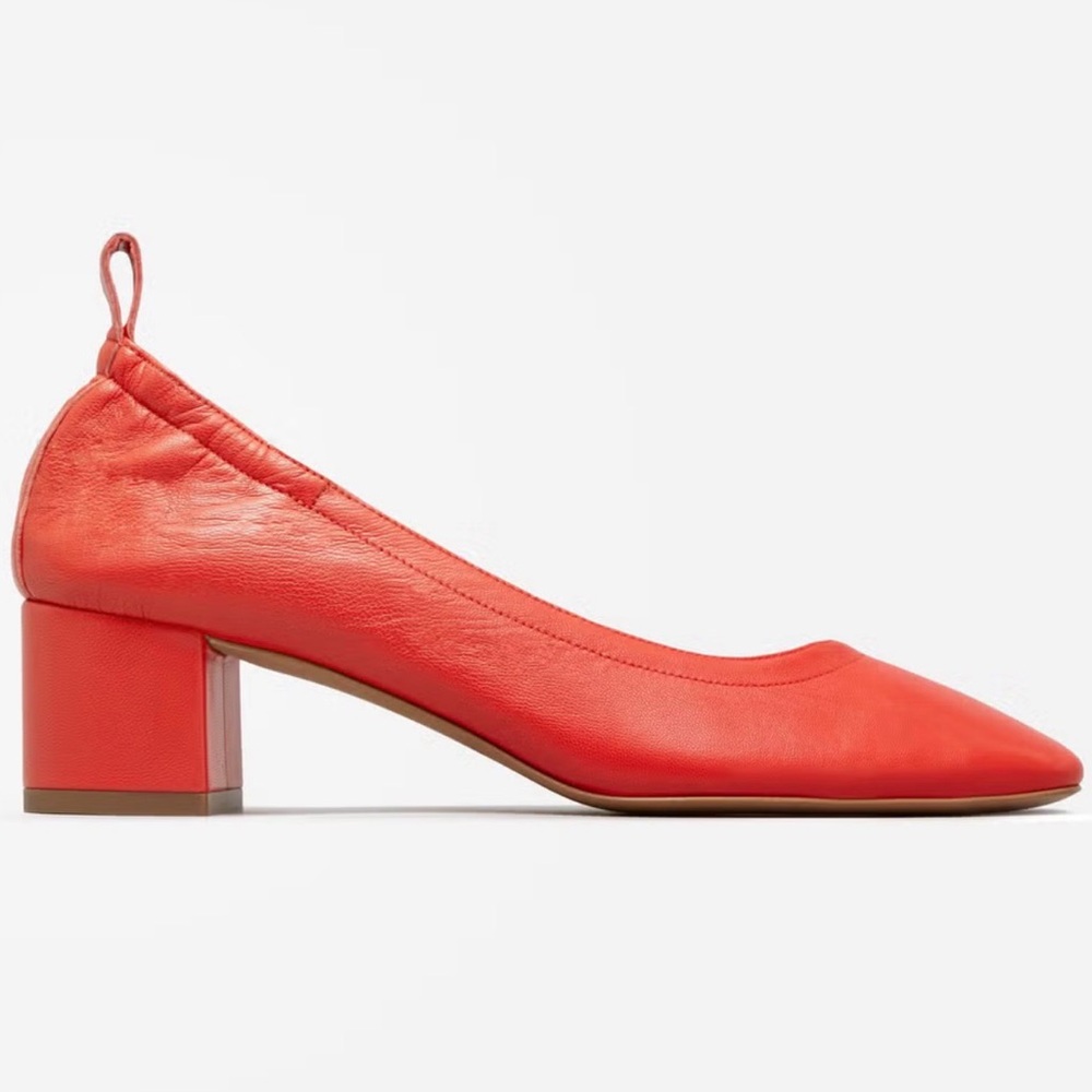 Everlane The Day Heel Bright Red Leather Heels SZ 8
